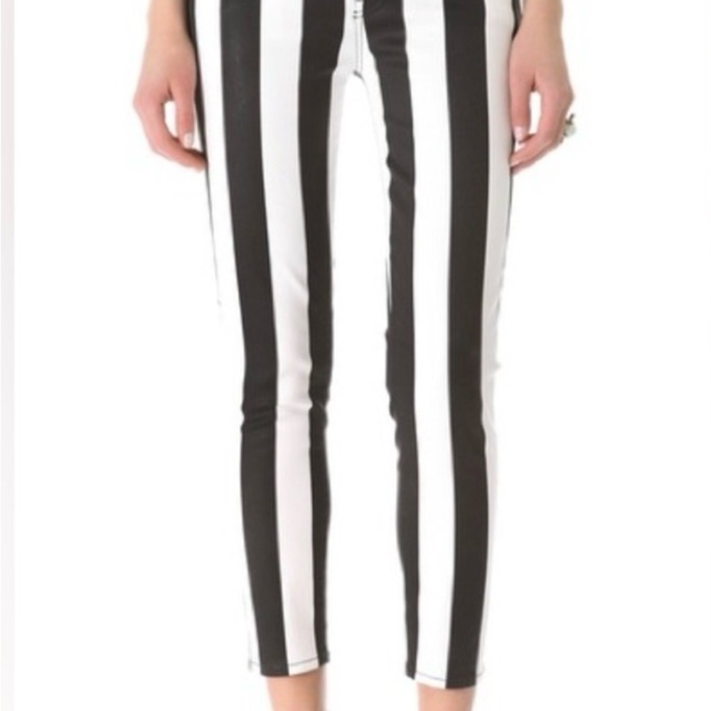 7 For All Mankind Black and White Striped Pants